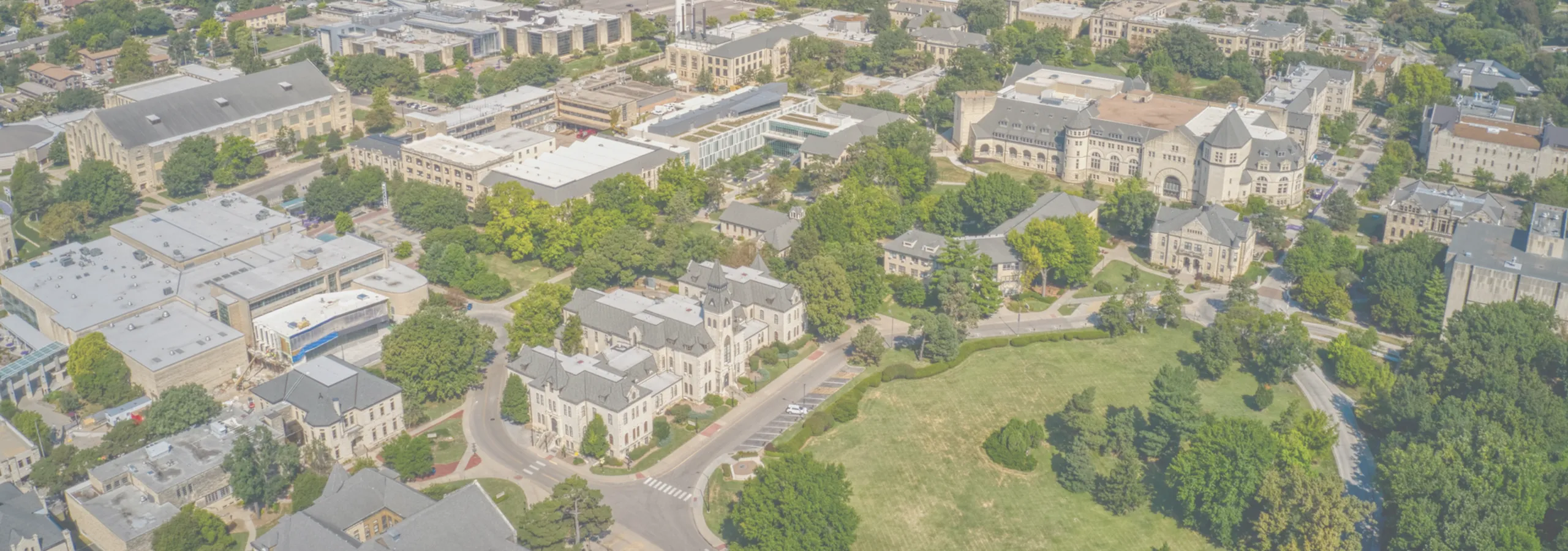 aerial view of kansas state university campus