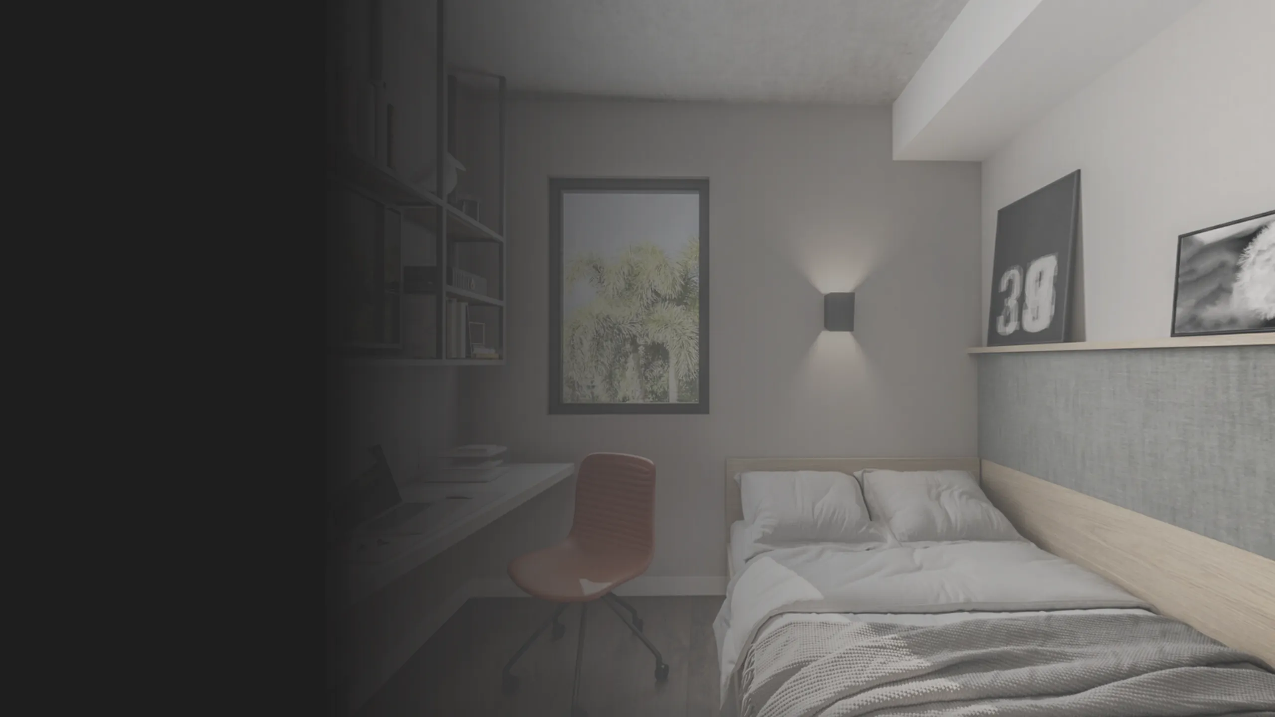 rendering of the unit private bedroom at 6nineteen student living