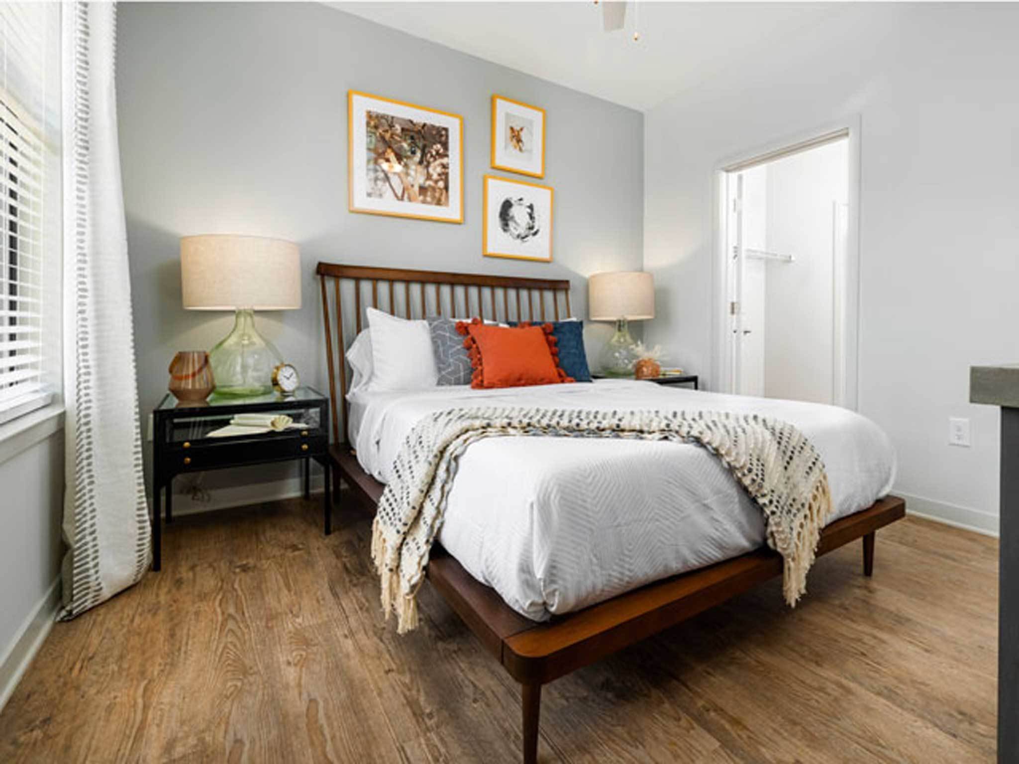 Large Bright Bedroom, Wood Flooring
