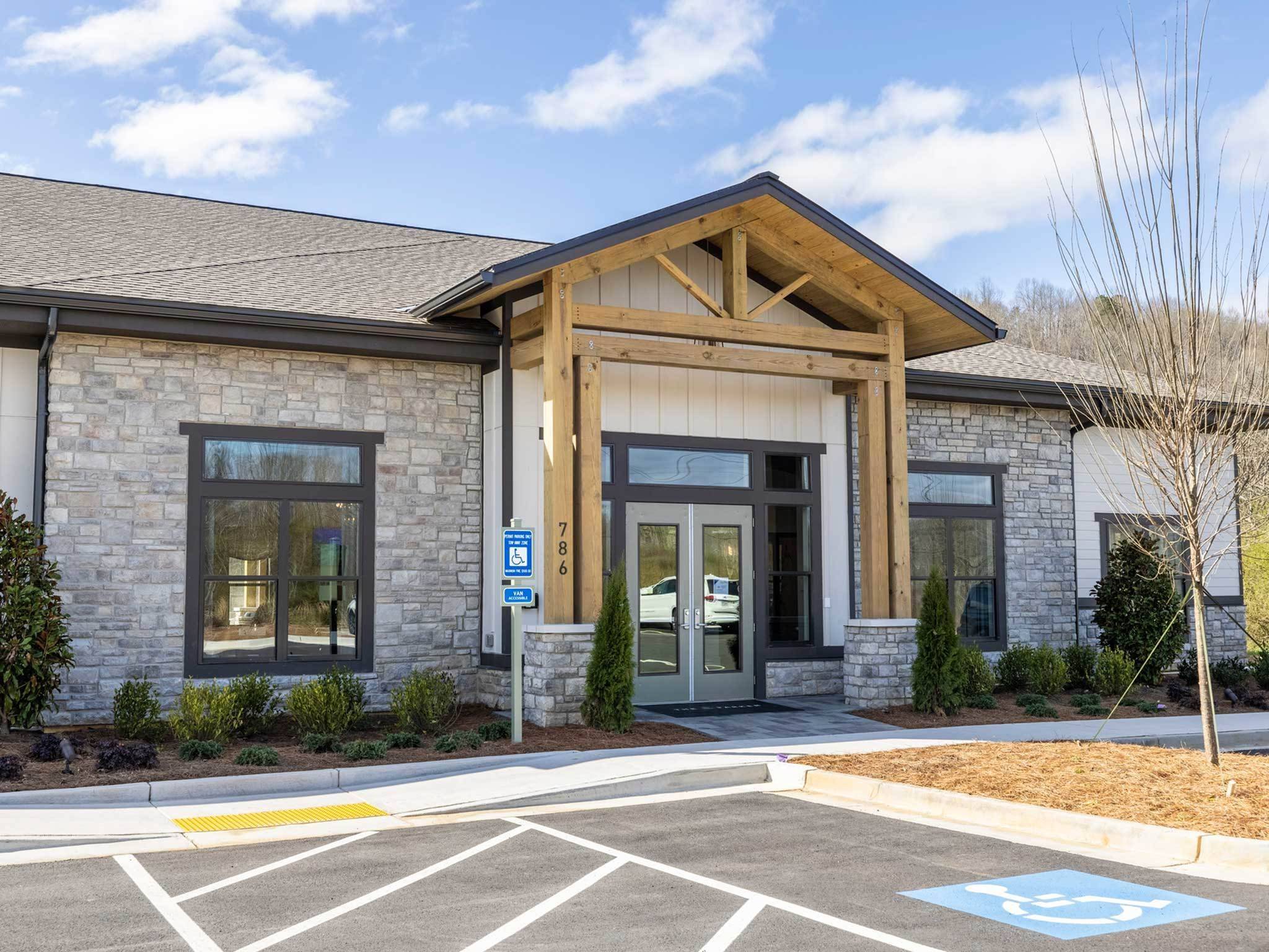 Community clubhouse and leasing center, stone exterior