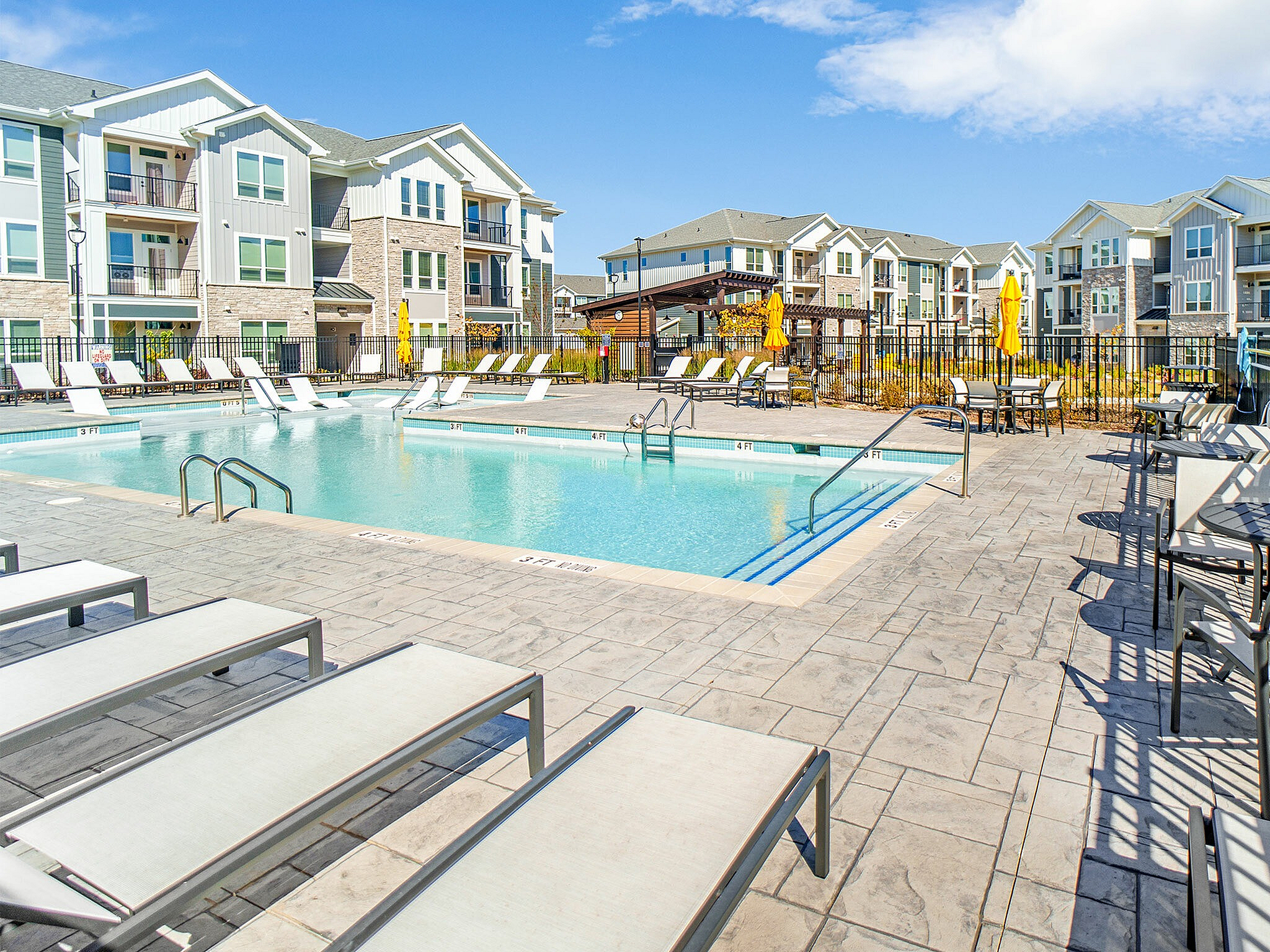 resort style swimming pool in apartments