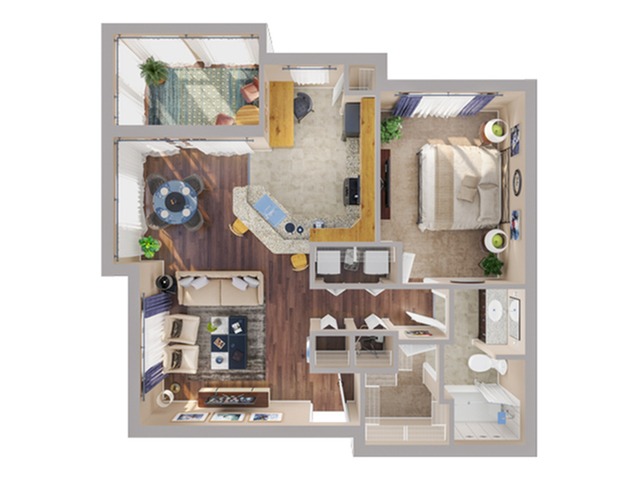 1 Bedroom Floor Plan | Apartments In Humble TX | Advenir at Eagle Creek