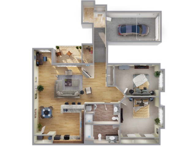 2 Bedroom Floor Plan | Apartments In Aurora Colorado