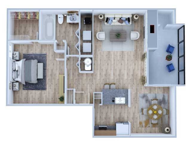 One Bedroom Floor Plan | Apartments Midland TX | Advenir at The Meadows