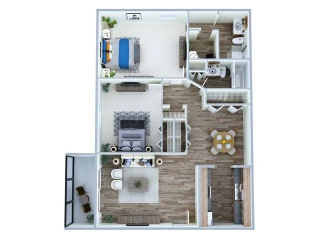 2 Bedroom Floor Plan | Fern Park Apartments | Magnolia
