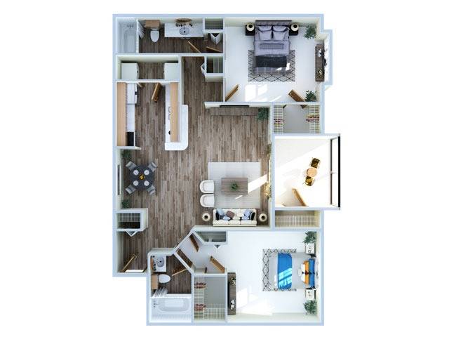 2 Bedroom Floor Plan | Apartments Near Winter Garden Fl | Advenir at the Oaks