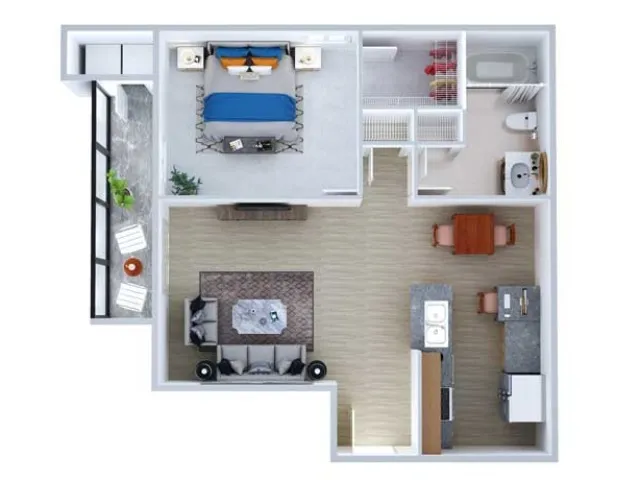 One Bedroom Floor Plan | Apartments Midland TX | Advenir at Mayfield