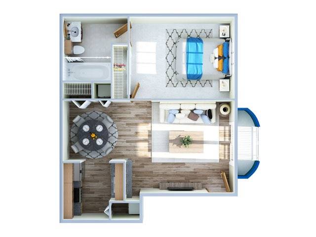 1 Bedroom Floor Plan | Apartments Near FIU | Advenir at University Park