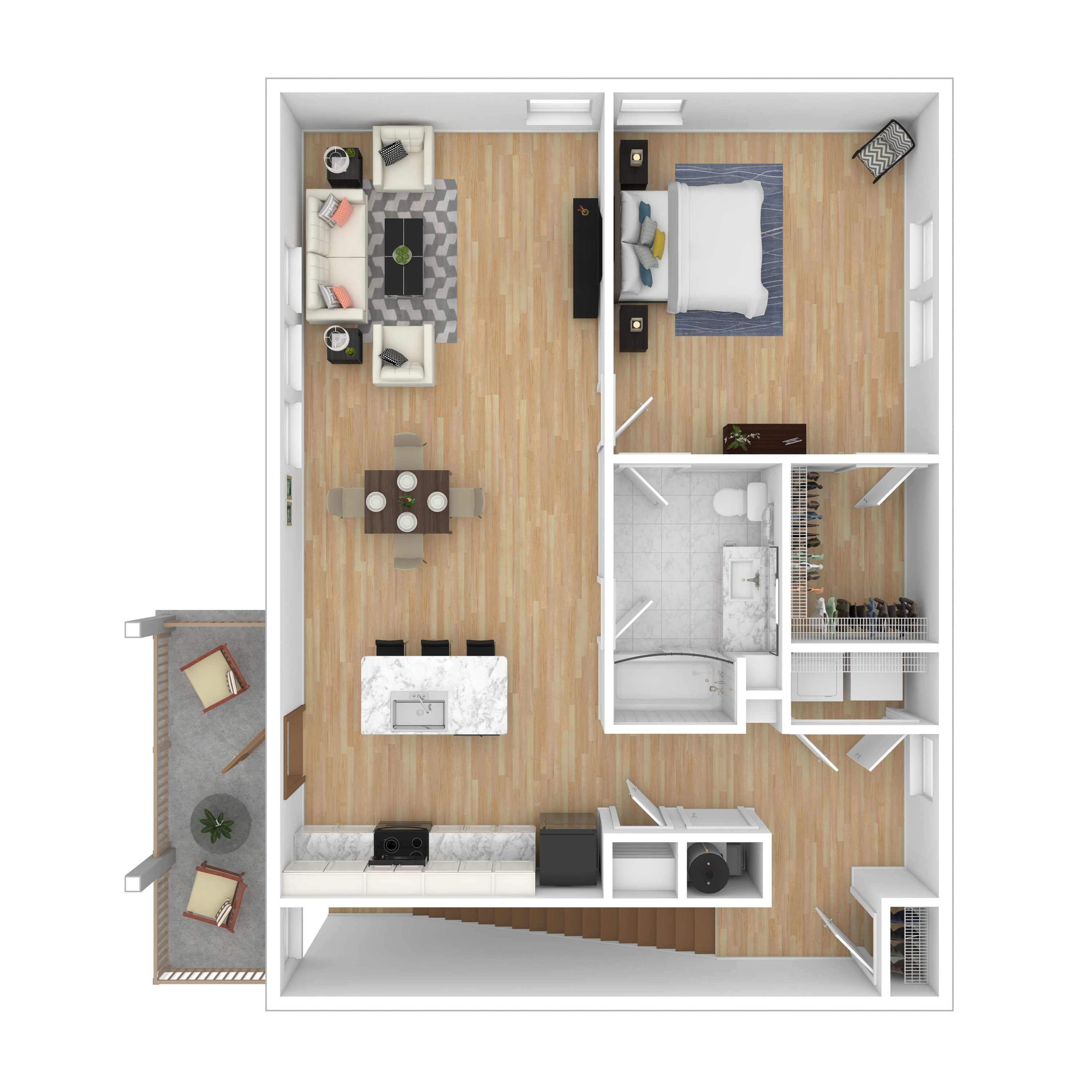 1 bedroom fourplex