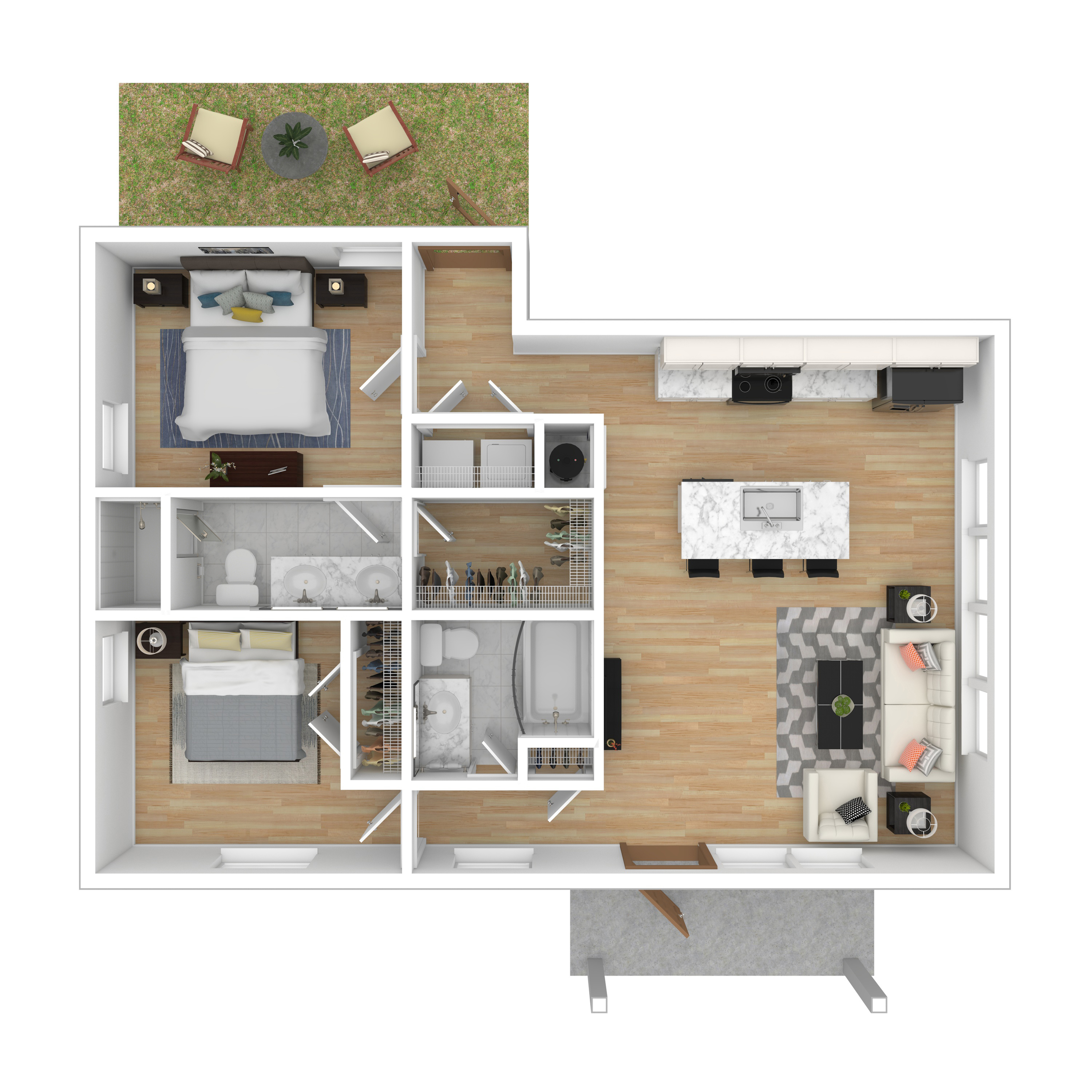 2 bedroom stacked ground