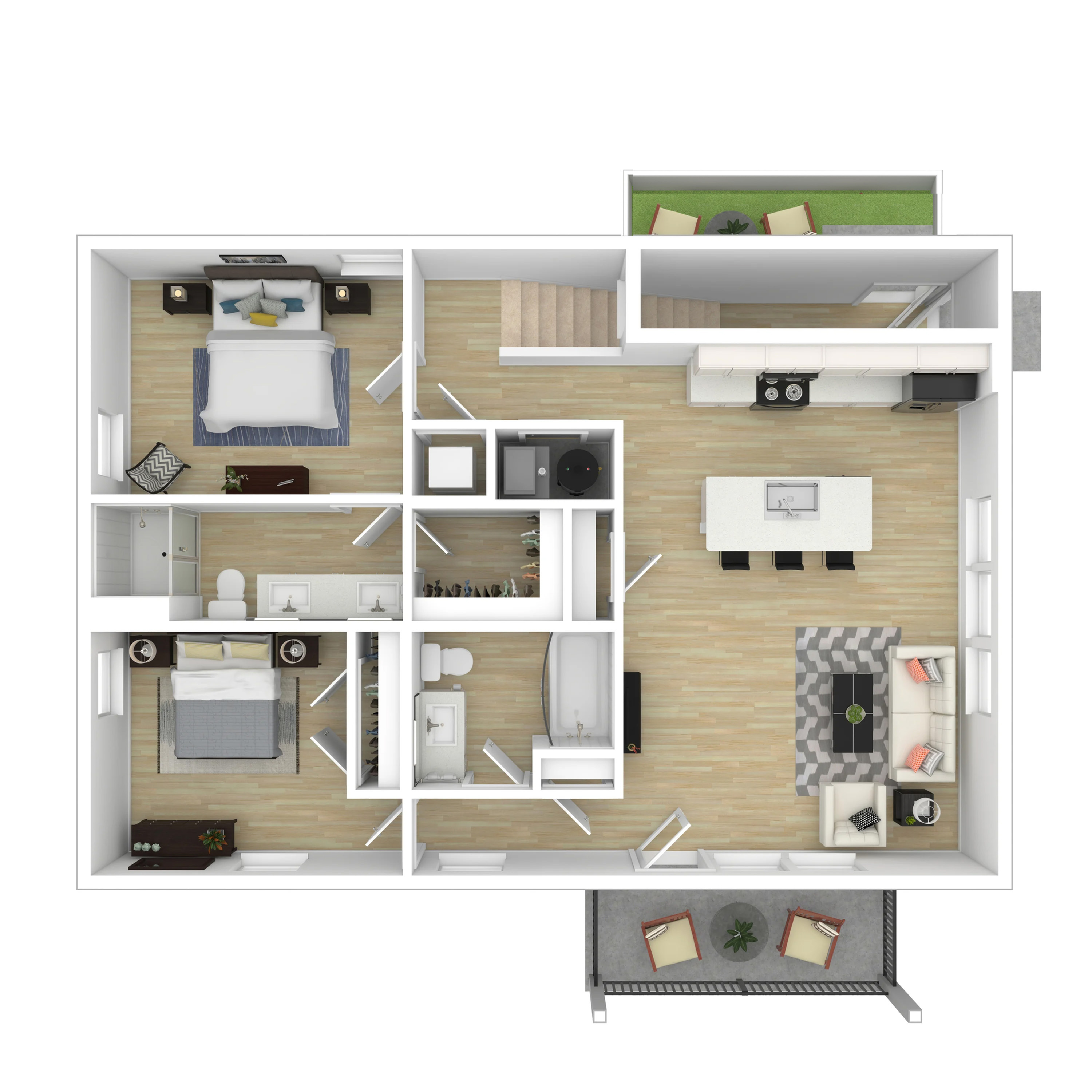 2 BR STACKED DUPLEX UPPER