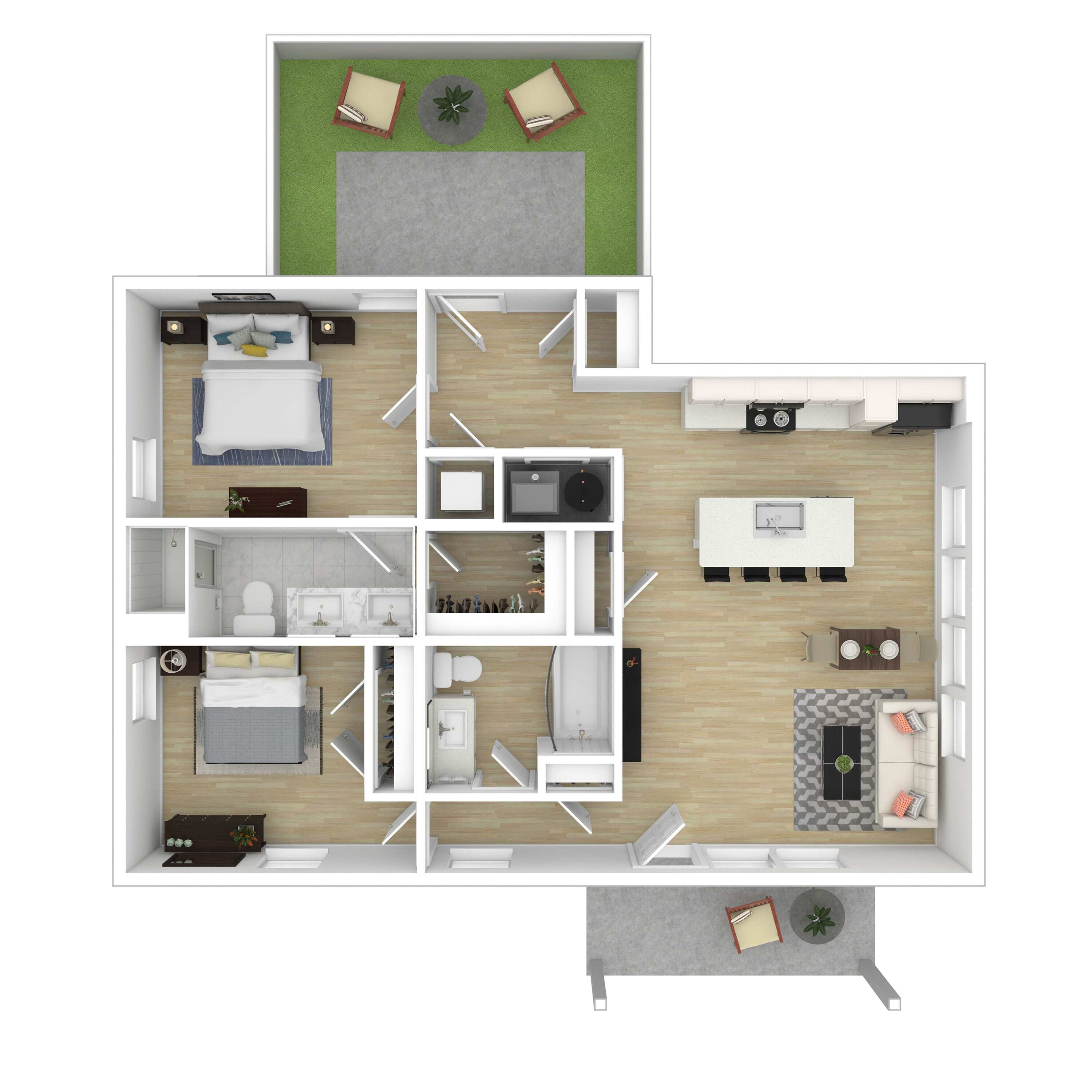 2BR Stacked Duplex- Ground