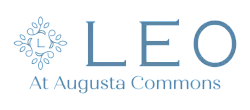 LEO at Augusta Commons logo featuring a stylized floral emblem.