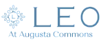 Elegant logo of Leo at Augusta Commons featuring a decorative leaf design.