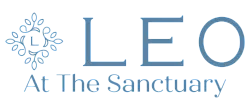 Logo of Leo At The Sanctuary featuring elegant leaf design and modern font.