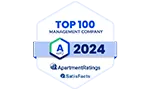 Top 100 Management Company 2024 badge from Apartment Ratings and SatisFacts.