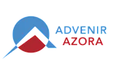 Advenir Azora logo featuring a modern design with blue and red geometric shapes and bold typography.
