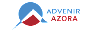 Modern Advenir Azora logo featuring geometric blue and red design with bold typography.
