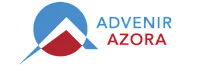 Modern Advenir Azora logo featuring a dynamic circular design with blue and red accents.