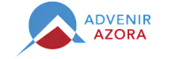 Advenir Azora logo featuring a modern geometric design with blue and red elements.