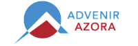 Distinctive Advenir Azora logo with a modern design featuring geometric shapes in blue and red.