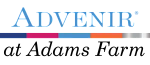 Advenir apartment living logo with colorful accent stripes and slogan 'We Do Home Right.'