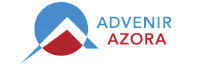 Dynamic logo featuring a modern geometric design in blue and red, with 'Advenir Azora' text creating a sleek and professional look.