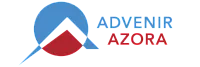 Modern logo design featuring geometric shapes and bold colors for Advenir Azora.