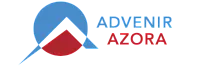 Advenir Azora logo featuring a modern design with blue and red geometric shapes.