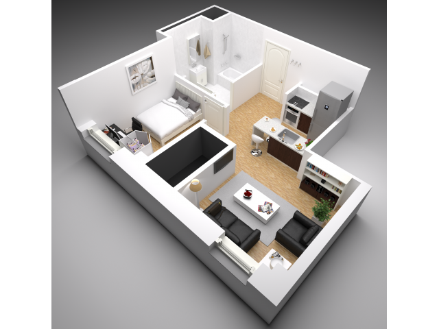 1 bed floor plan