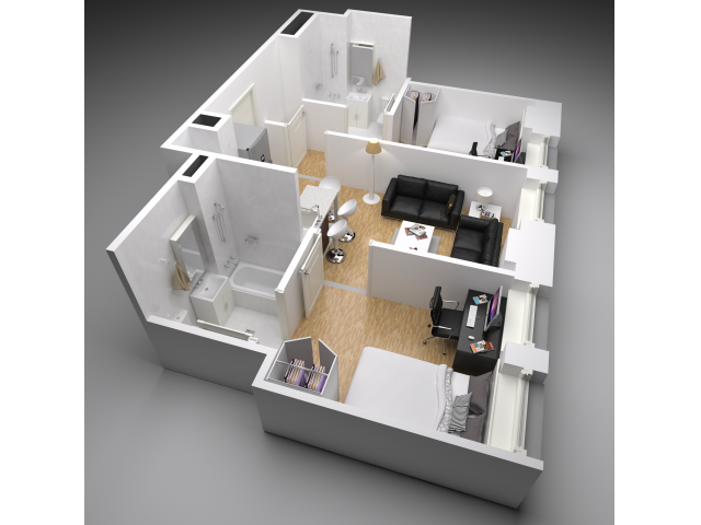 2 bed floor plan