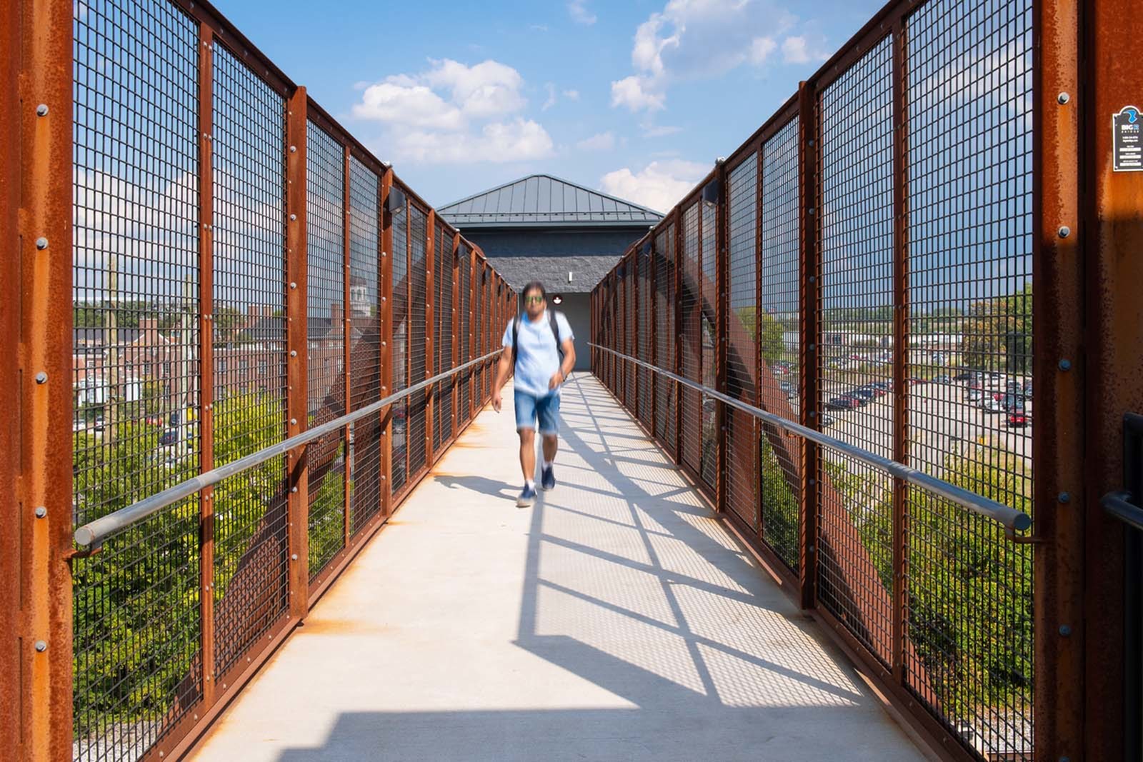 Private Pedestrian Bridge connecting to campus at Trifecta Apartments | Student Apartments In Louisville, KY