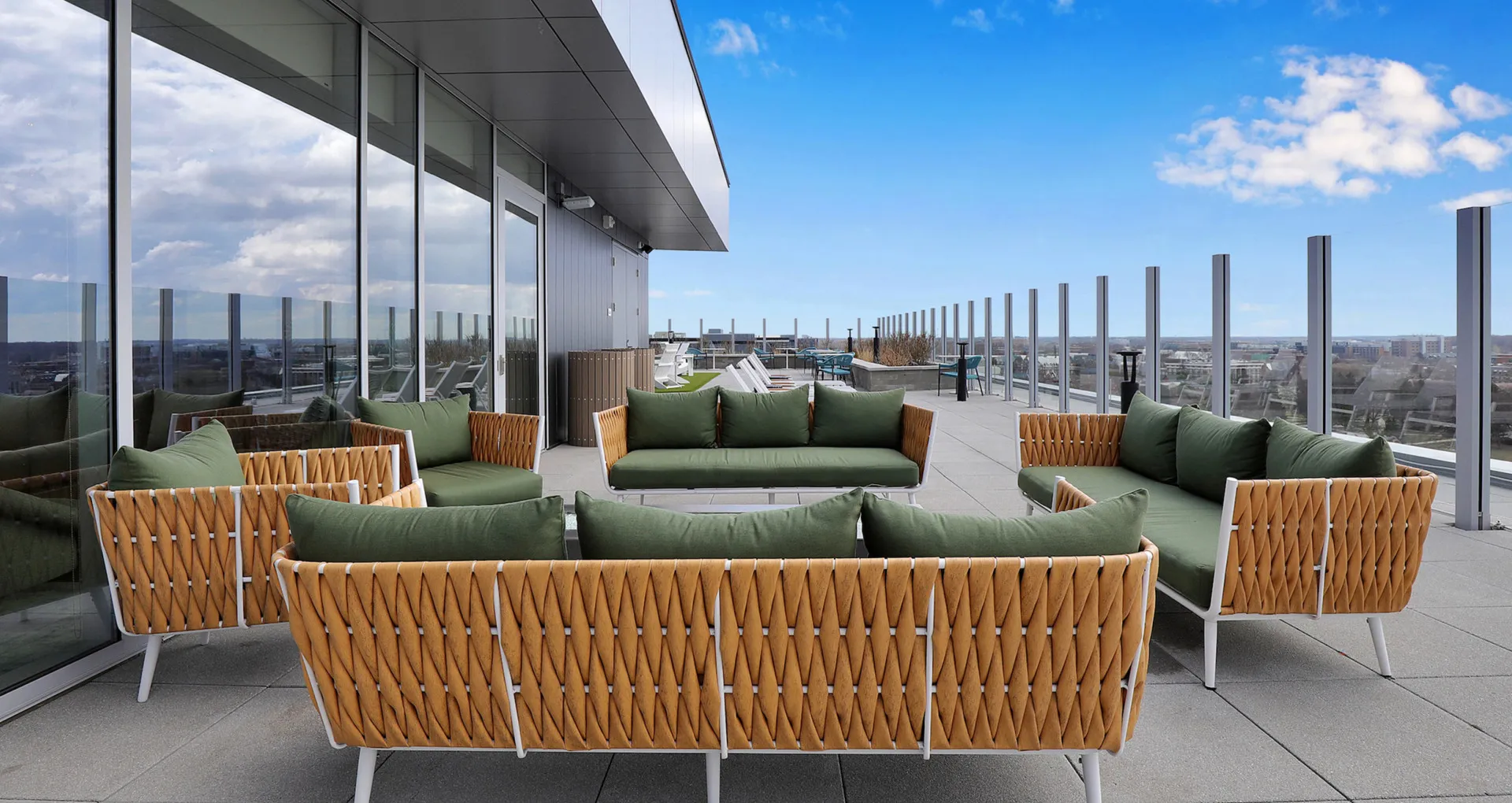 Terrace lounge area The Abbot | Apartments In Lansing