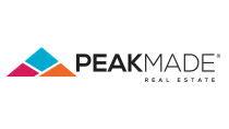 Colorful PeakMade Real Estate logo featuring a vibrant geometric mountain design.