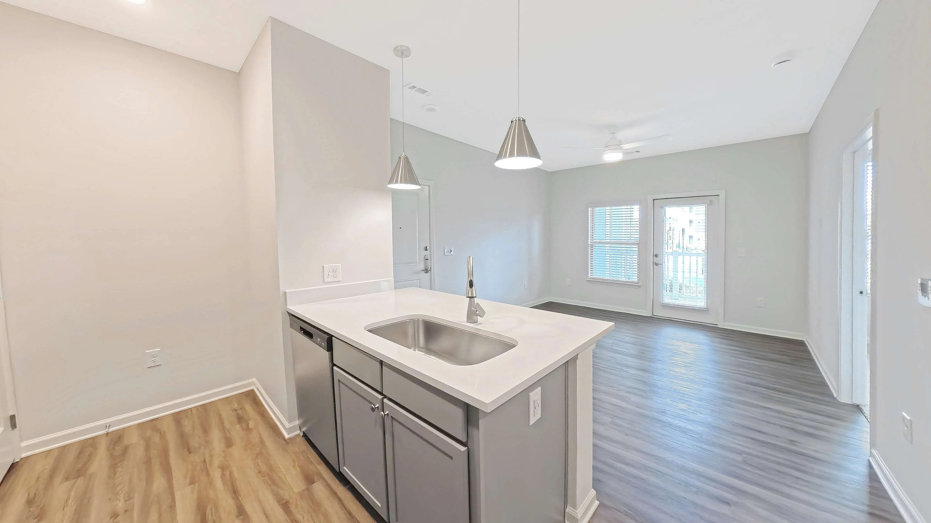 Kitchen overlooking Living Room
