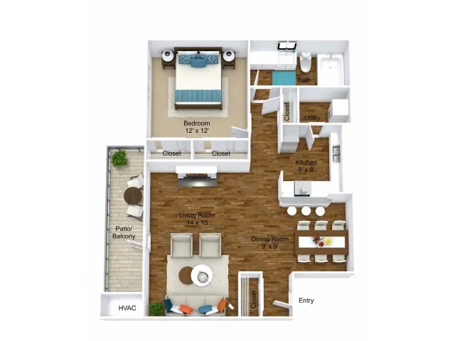1 Bdrm Floor Plan | Apartments For Rent In Grand Rapids MI | Central Park Place