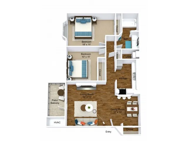 2 Bdrm Floor Plan | Pet Friendly Apartments in Grand Rapids MI| Central Park Place