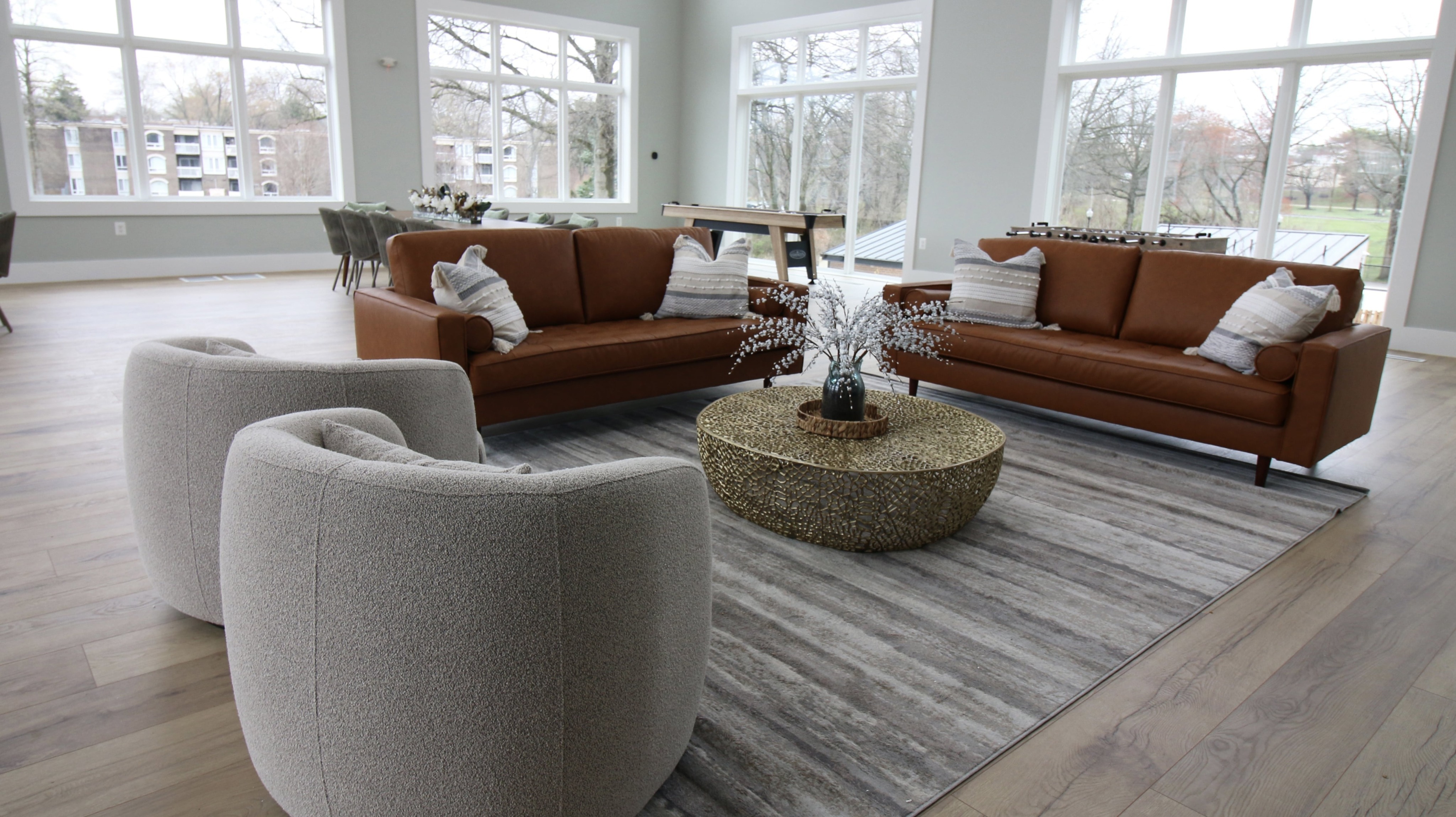 Social Lounge Seating Area with Kitchen