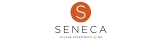 Chic logo for Seneca Village Apartments with a striking orange circle and elegant typography.