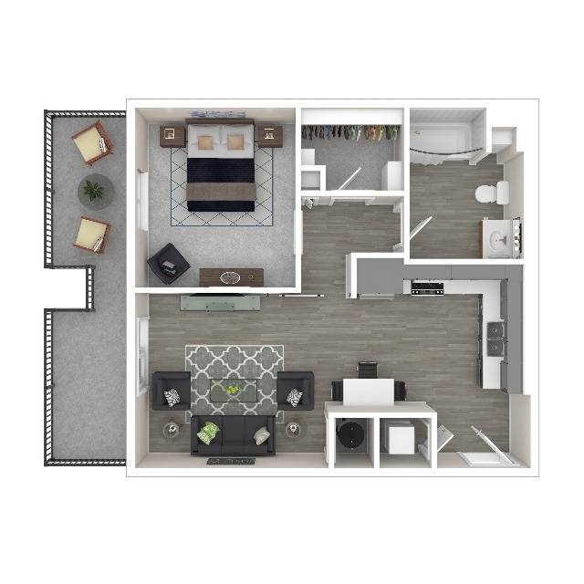 1 Bedroom Floor Plan | Apartments For Rent In Edgewood WA | 207 East
