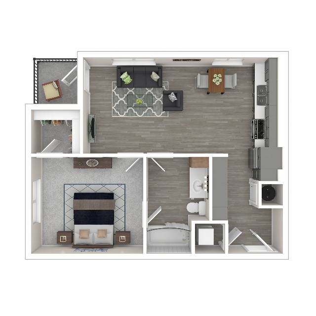 1 Bedroom Floor Plan | Apartments For Rent In Edgewood WA | 207 East