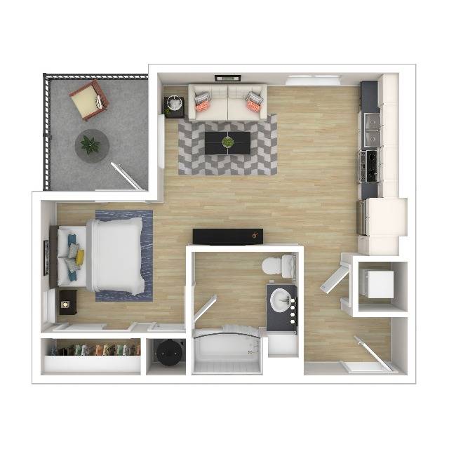 Studio Floor Plan | Apartments For Rent Everett WA | Helm