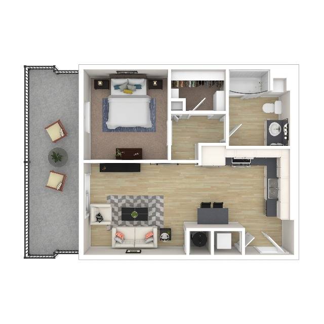 1 Bedroom Floor Plan | Apartments For Rent In Everett WA | Helm