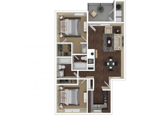 2 Bedroom Floor Plan | Apartments For Rent In Chandler, AZ | Arches at Hidden Creek Apartments