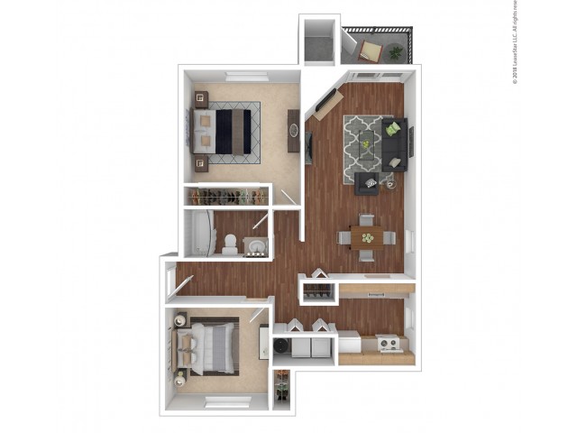 2 Bedroom Floor Plan | Apartments For Rent In Renton, WA | 2000 Lake Washington Apartments