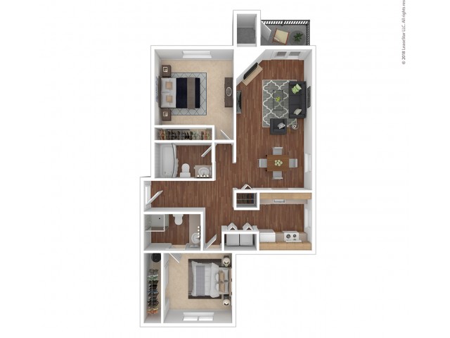 2 Bedroom Floor Plan | Apartments For Rent In Renton, WA | 2000 Lake Washington Apartments