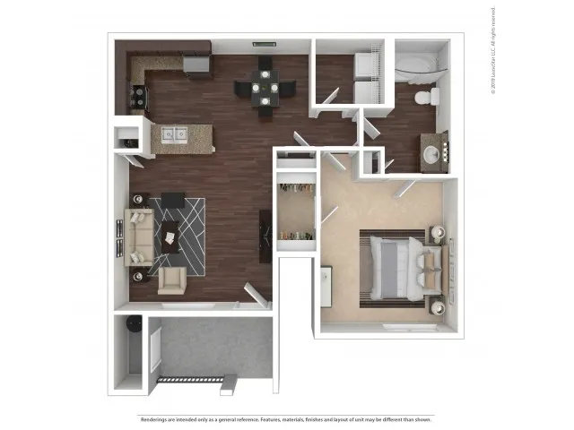 1 Bedroom Floor Plan | Apartments For Rent In Henderson, NV | The Edge at Traverse Pointe Apartments