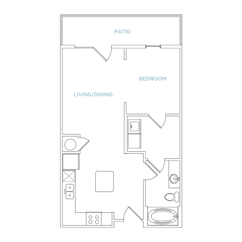 Domain City Center A1 One Bedroom Floor Plan Image