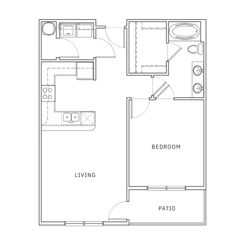 1 Bedroom Floor Plan | Apartments in Leawood KS | Mission 106