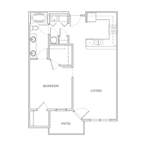 1 Bedroom Floor Plan | Apartments in Leawood KS | Mission 106